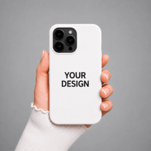 iPhone 14 Pro Max custom case white with uploaded photo design