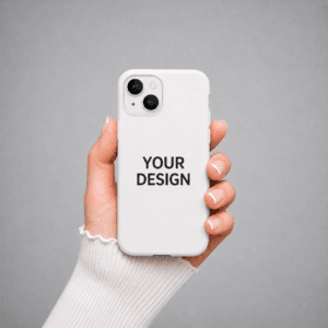 iPhone 13 Mini custom case white with uploaded photo design