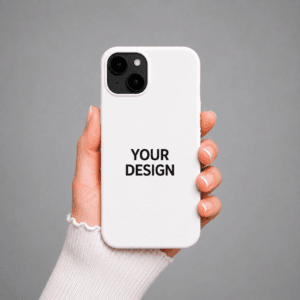 iPhone 14 Plus custom case white with uploaded photo design