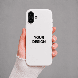 iPhone 16 Plus custom case white with uploaded photo design